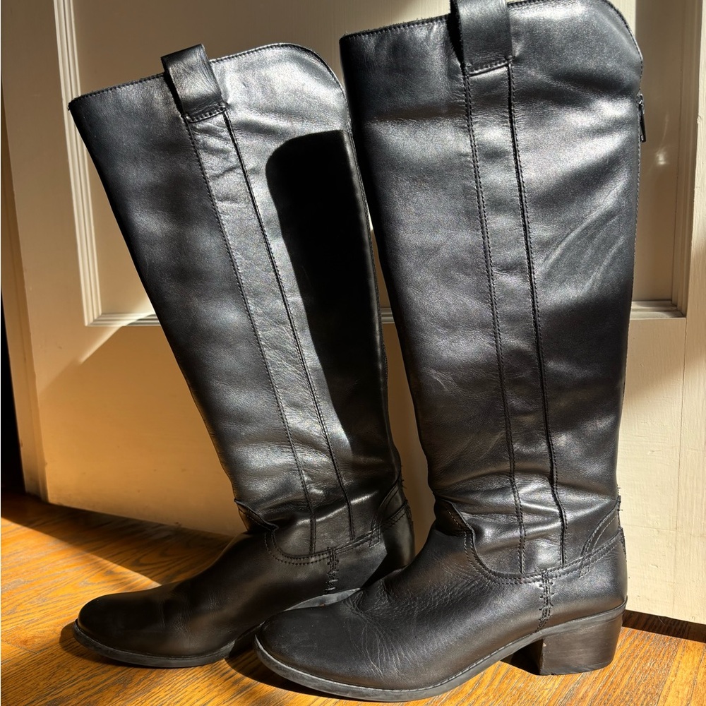 Arturo Chiang Elegant Black Leather Knee High Boots